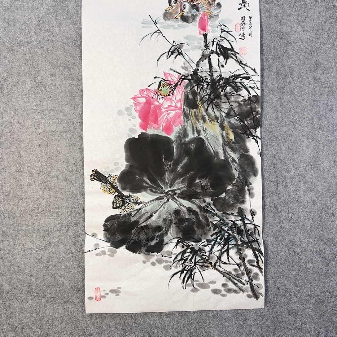 国画267 花鸟在树丛的中央是鸟