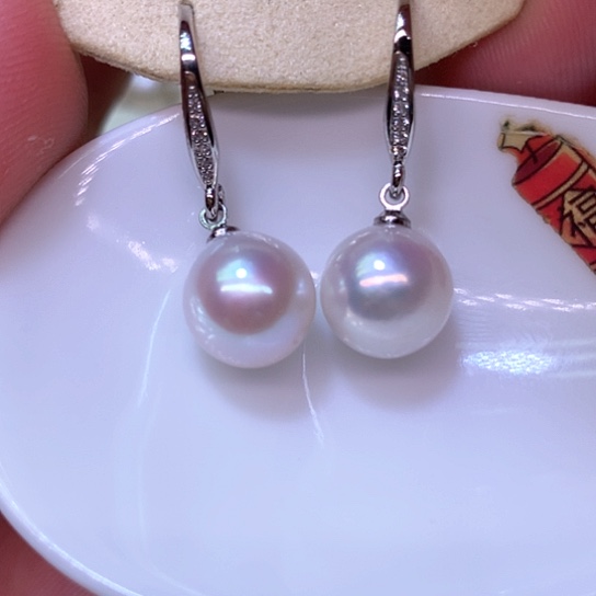 银S925镶嵌淡水珍珠耳饰