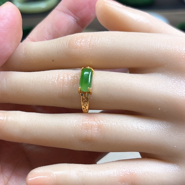 和田玉（碧玉）戒指银S925镶嵌