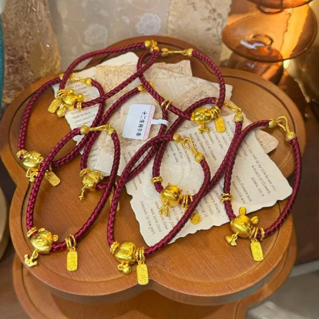 铜合金手链 新中式手工编织十二生肖红绳本命年红绳手链