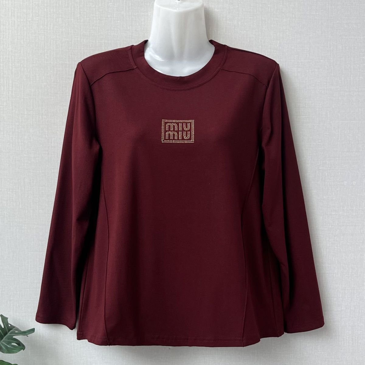 妈妈装mlu款长袖T恤女中老年秋装圆领纯色打底衫高弹螺纹棉上衣
