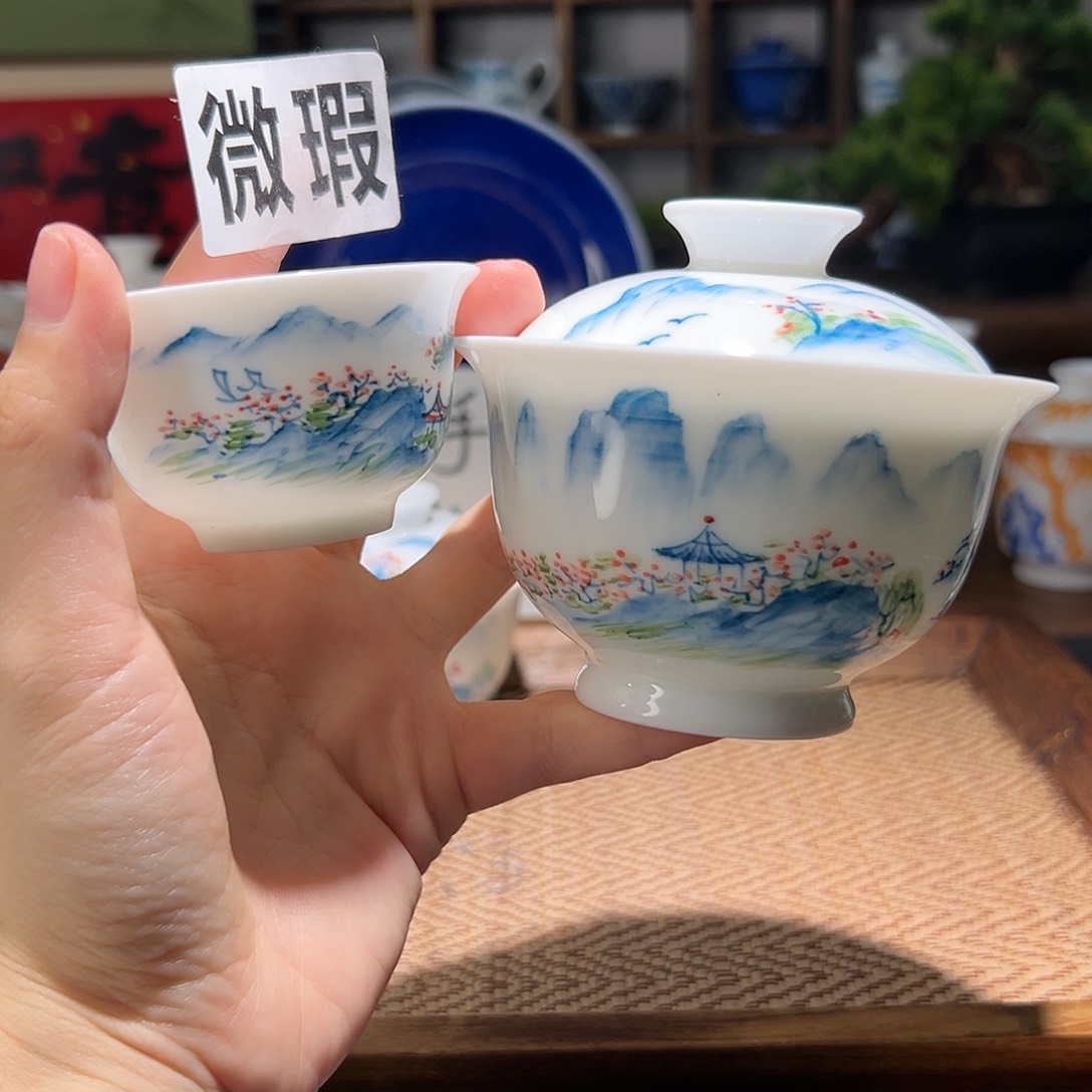 【闪购商品】微瑕 手绘 盖碗