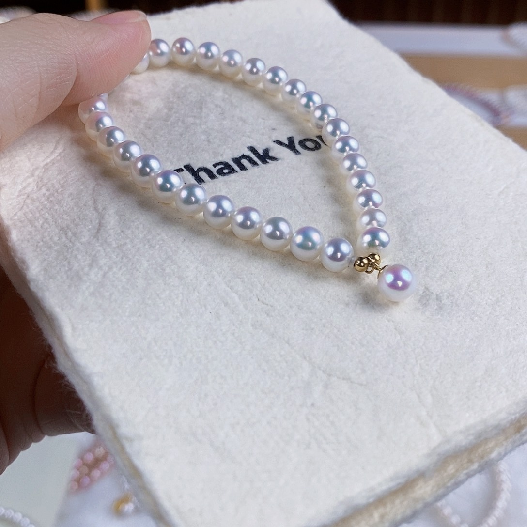 淡水珍珠手绳18K金镶嵌