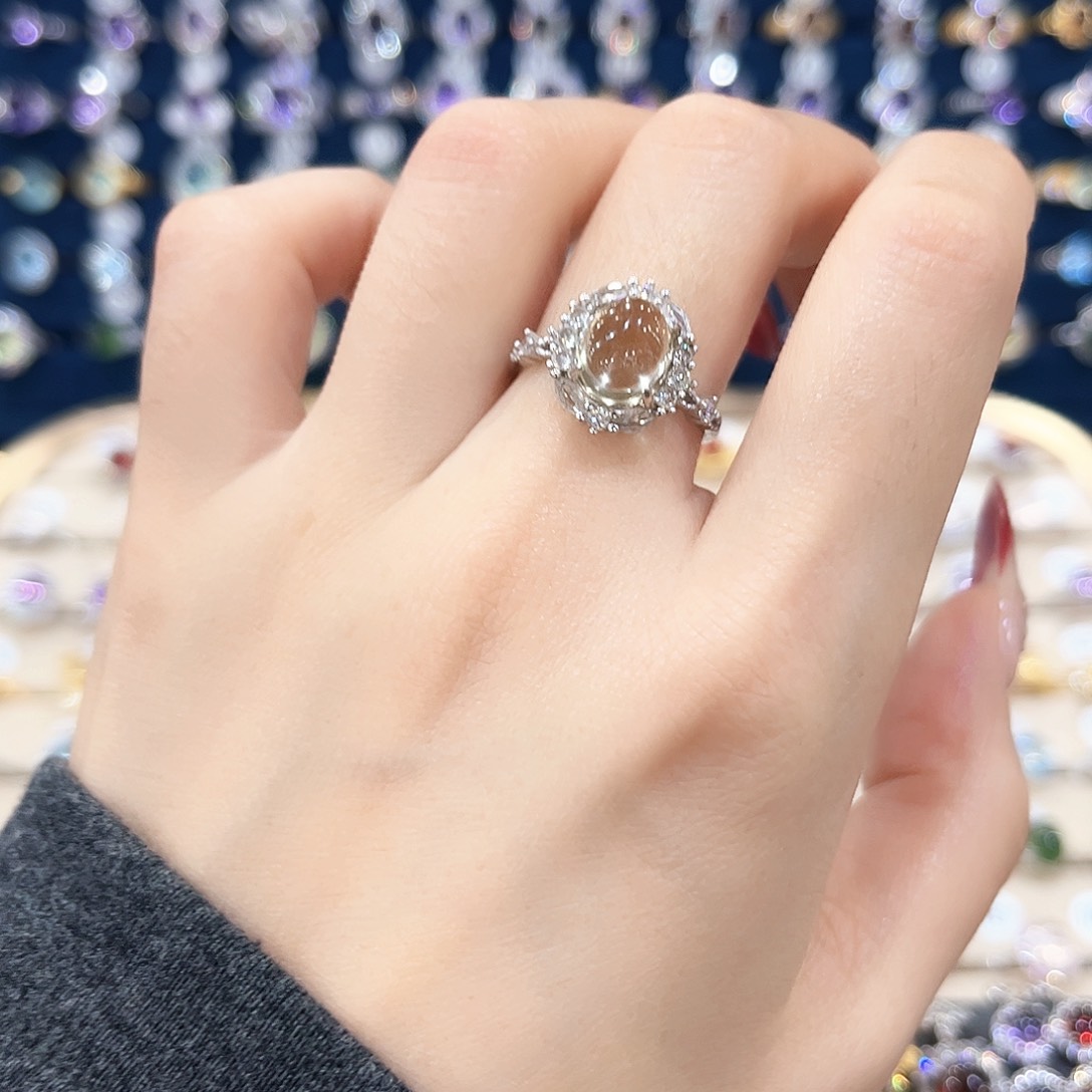 黄晶女款银S925镶嵌戒指