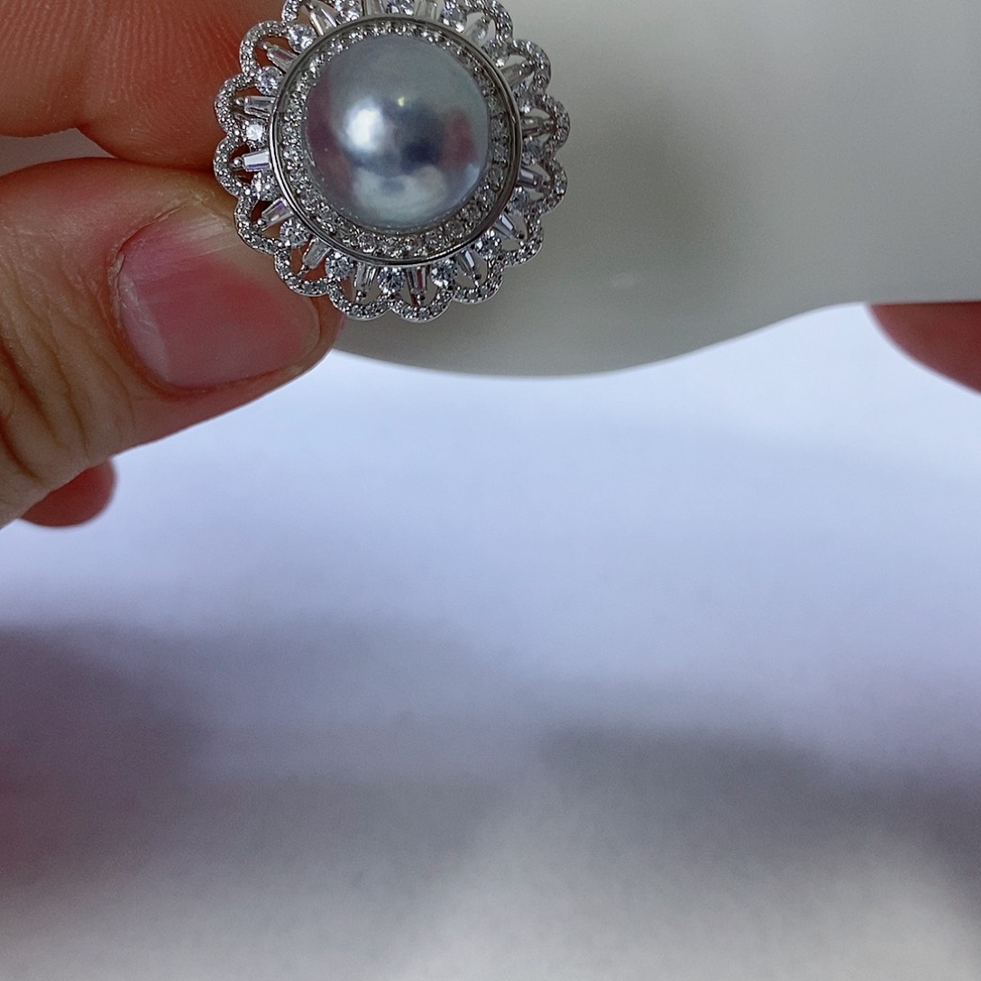 海水珍珠戒指银S925镶嵌