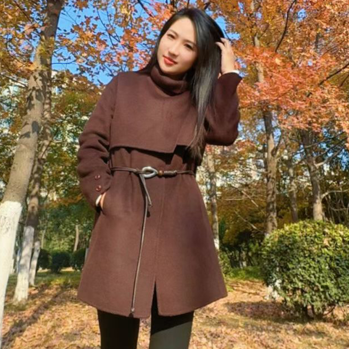 秋冬设计感可拆卸斗篷时尚气质羊绒大衣