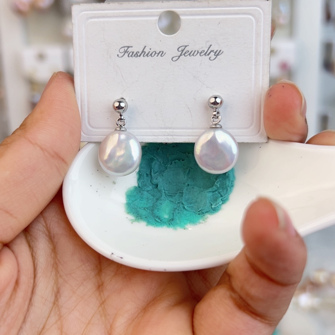 淡水珍珠耳饰银S925镶嵌