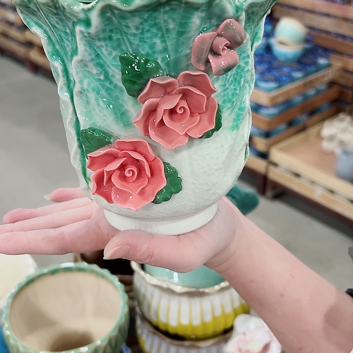 有孔.凑满10元发货多肉陶瓷花盆！