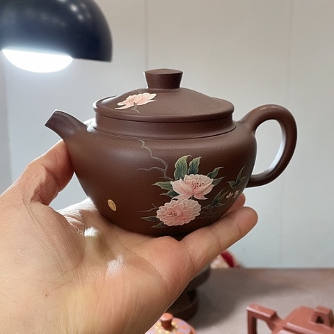 紫砂茶壶原矿羊脂泥，巨轮，260 c c