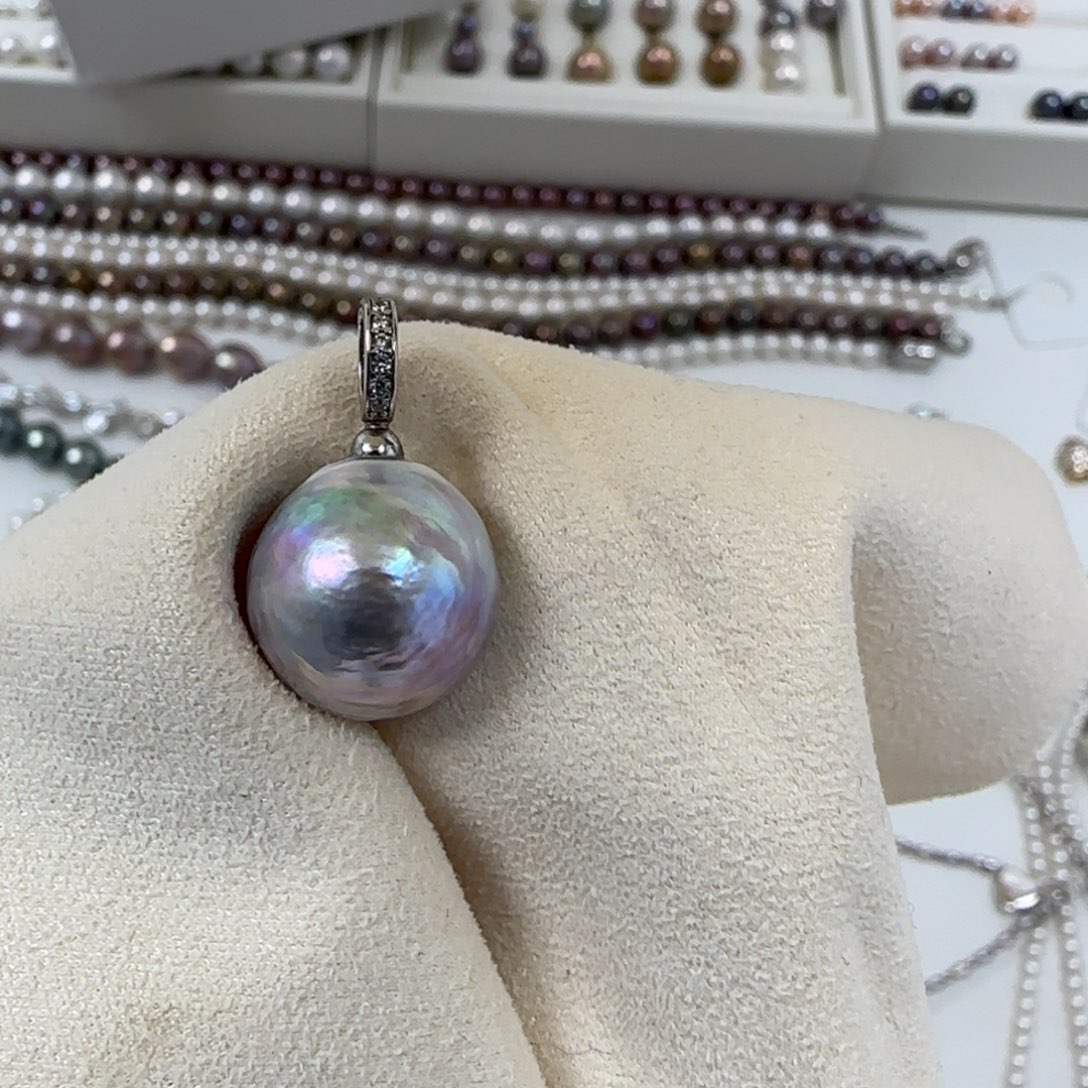 吊坠(不含链)银S925镶嵌淡水珍珠