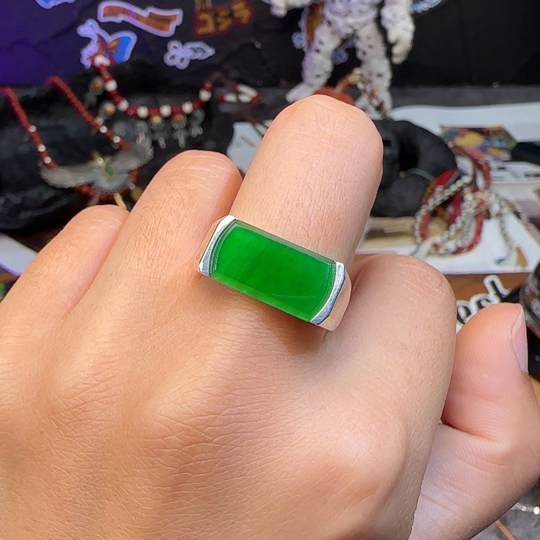 7***7翡翠银S925镶嵌戒指