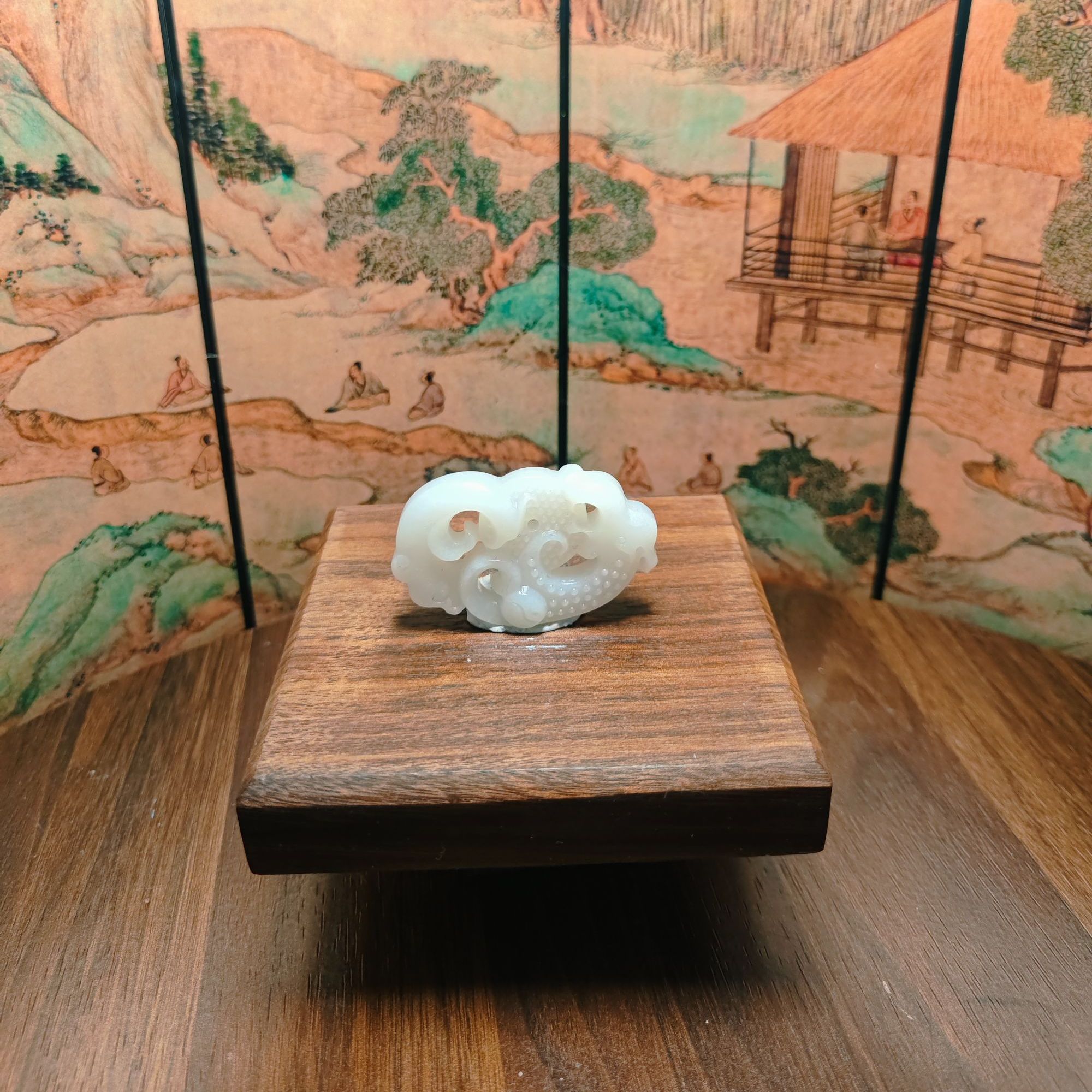 P和田玉双龙送福吊坠0253