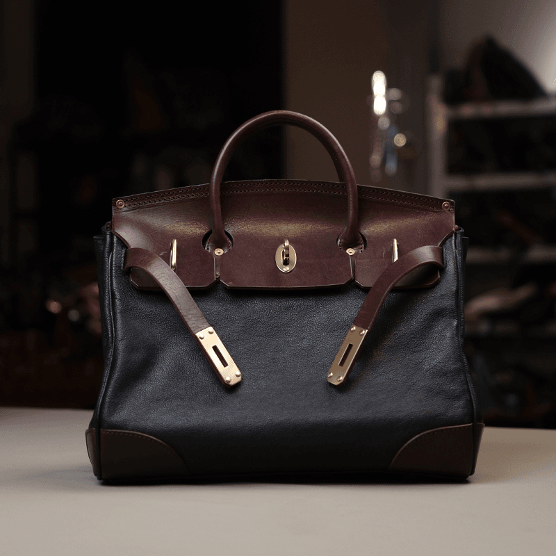 商务公文包经典棕色头层牛皮手工质感单肩手提男士通勤复古风包
