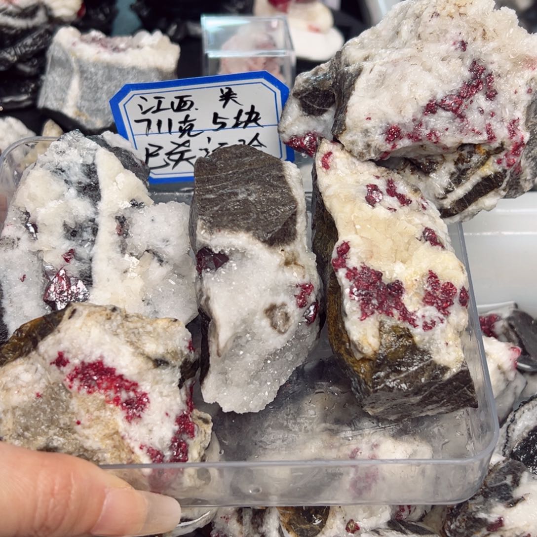 天然辰砂小*鲨毛料五块711克