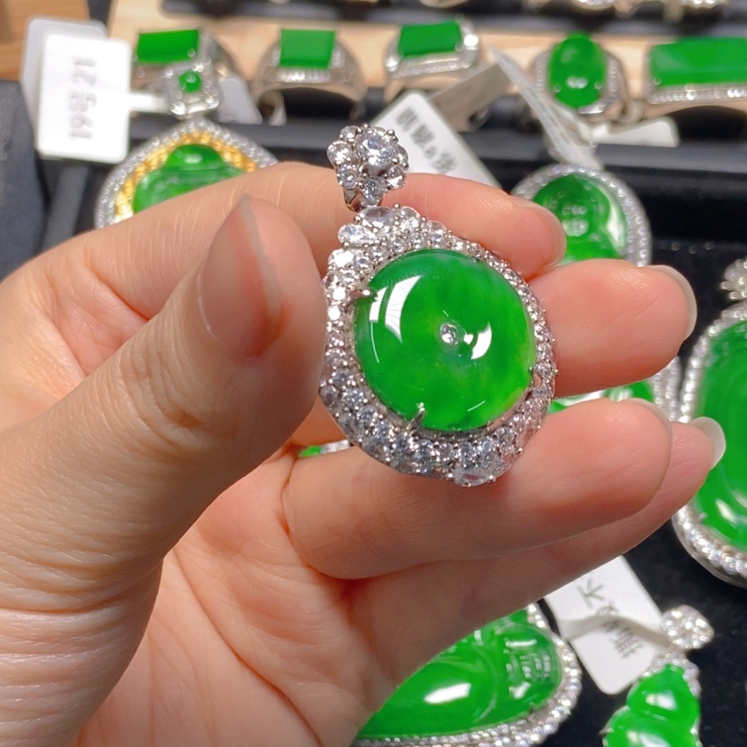 翡翠银S925镶嵌吊坠(不含链)