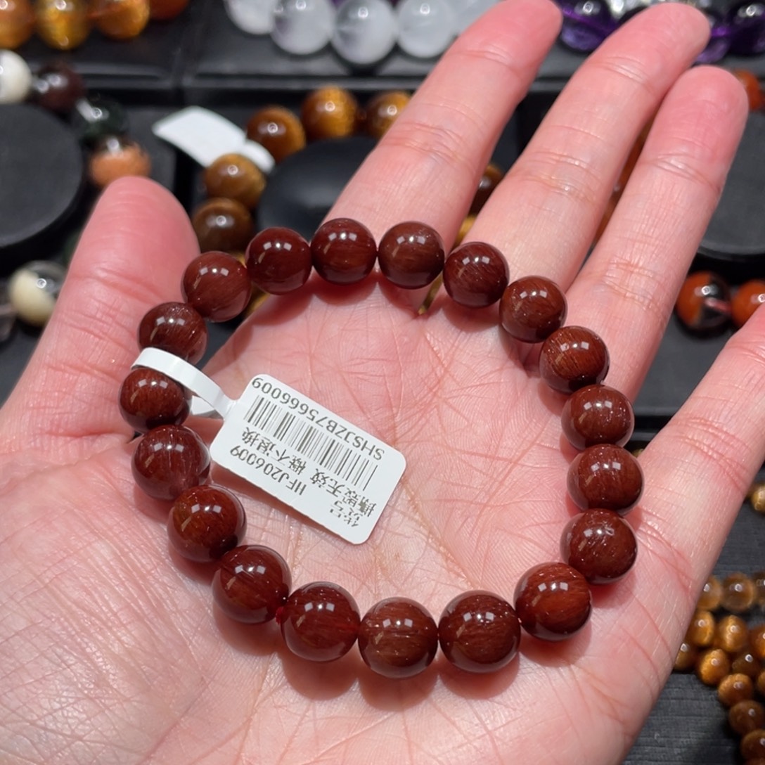 未镶嵌水晶手链红发晶10mm