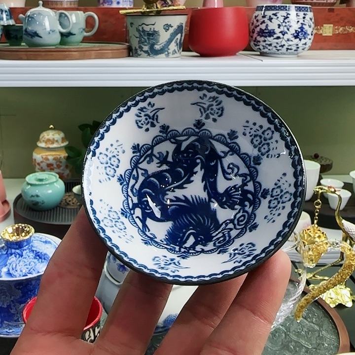 青花瓷器茶具套装旅行套装茶叶罐玻璃杯