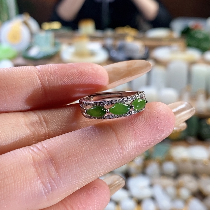 【闪购商品】和田玉戒指银S925镶嵌