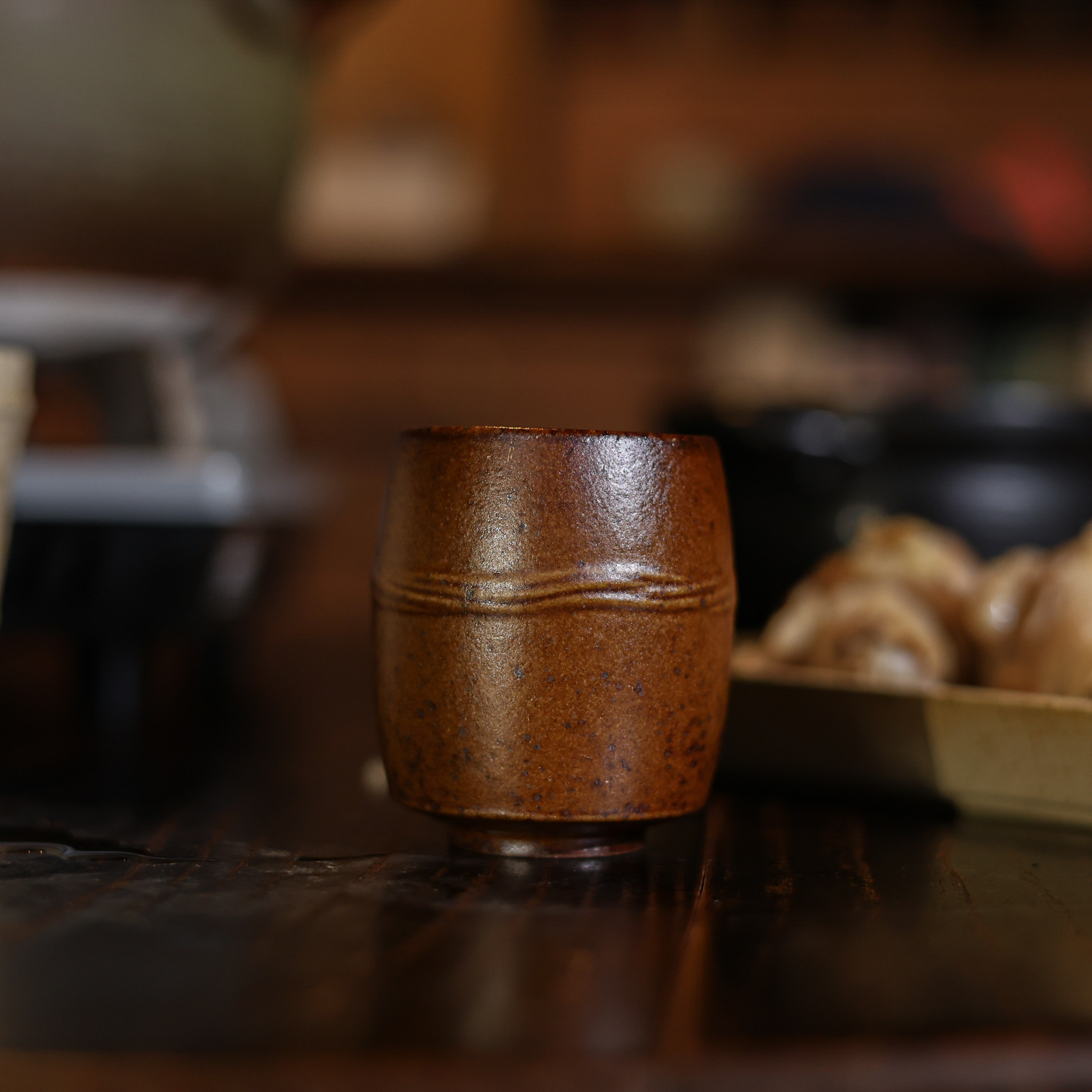 【九姐爱喝茶】酱红釉-灰念-陶语水杯100ML（灰念0661）