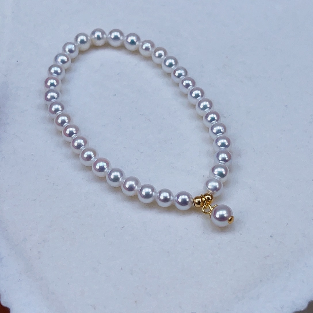 银S925镶嵌手绳淡水珍珠5-6天然淡水珍珠手链 