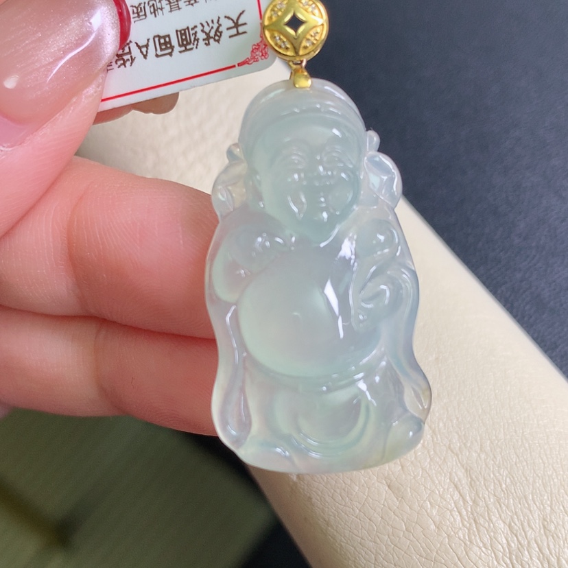 【闪购商品】翡翠颈饰18K金镶嵌财神