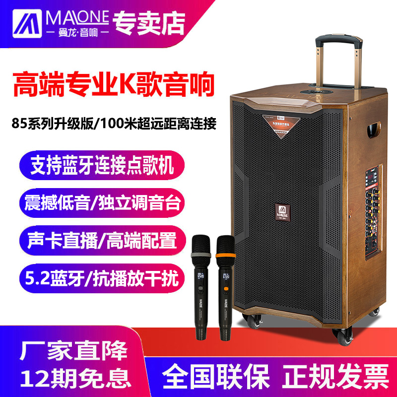 曼龙广场舞音响户外音箱k歌高端大功率带无线话筒蓝牙拉杆唱K音响