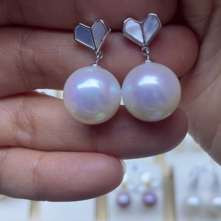 s***寺耳饰淡水珍珠银S925镶嵌