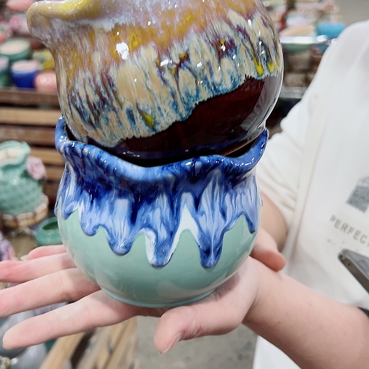 有孔.凑满10元发货多肉陶瓷花盆！