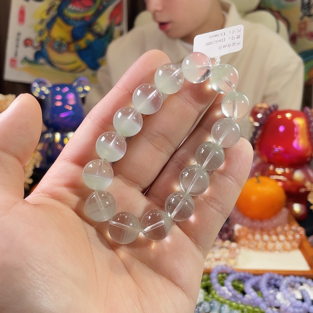 水晶手链未镶嵌半盆青幽灵13.4mm