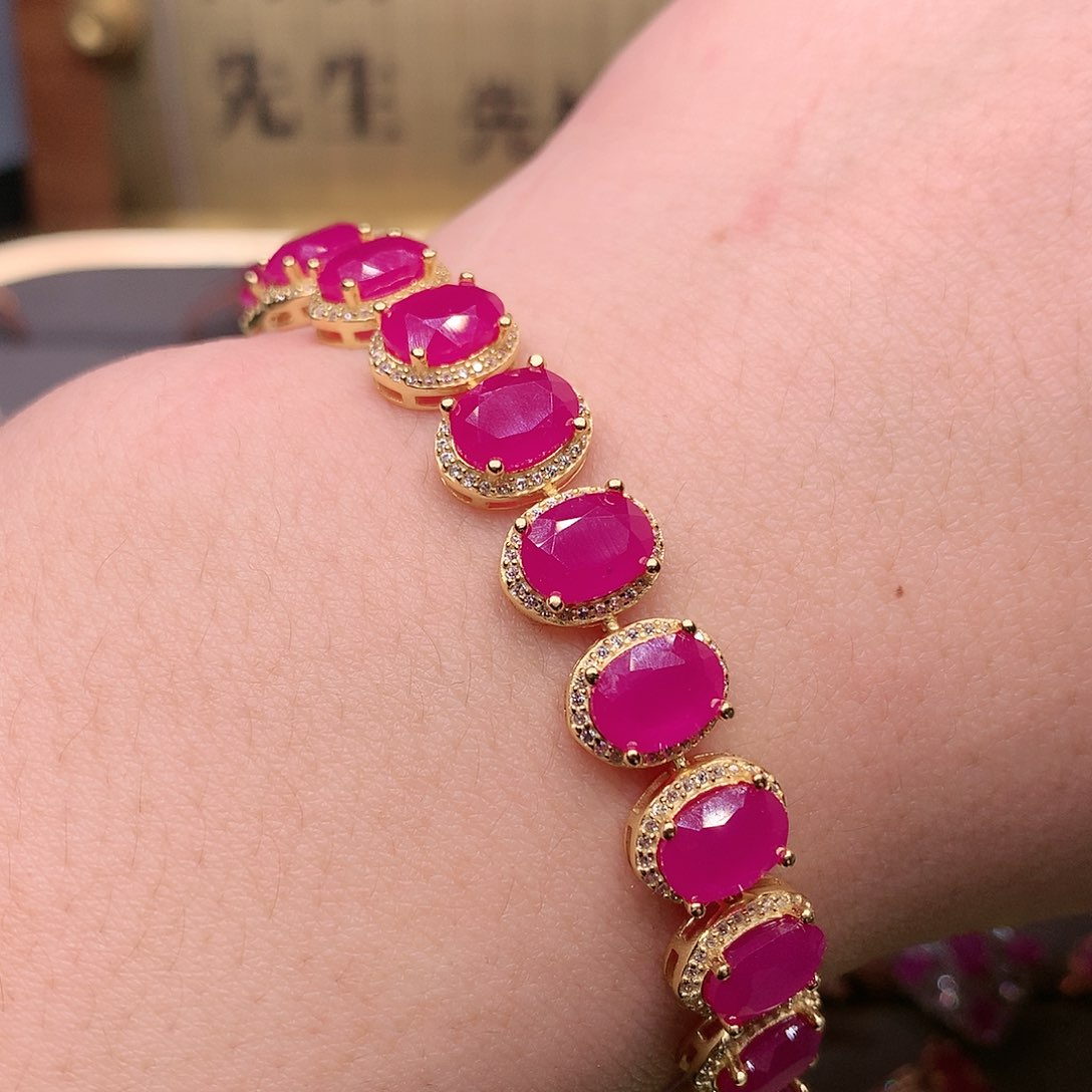 红宝石手链银S925镶嵌