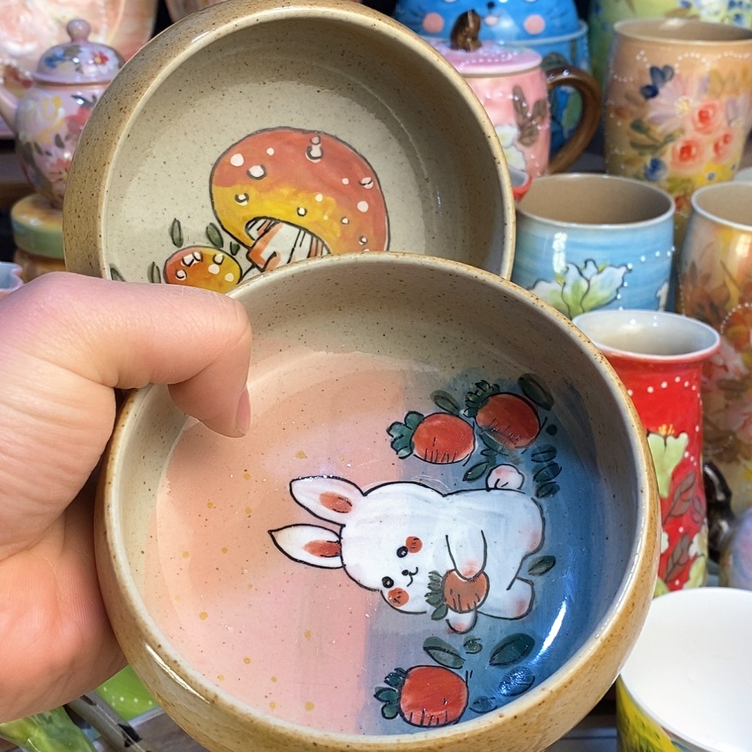 瓷片手绘陶瓷，新年快乐