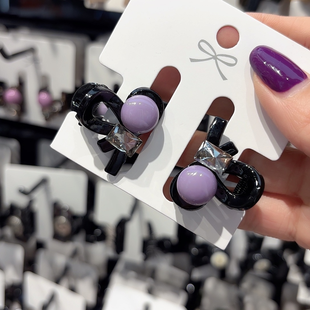 皮质铁合金紫色刘海夹