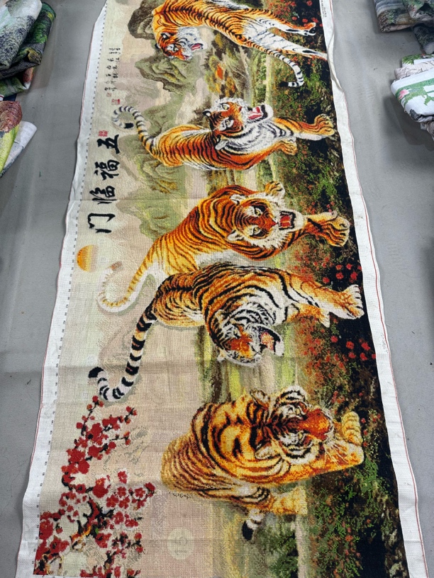 2.3米老虎满绣十字绣成品五福临门