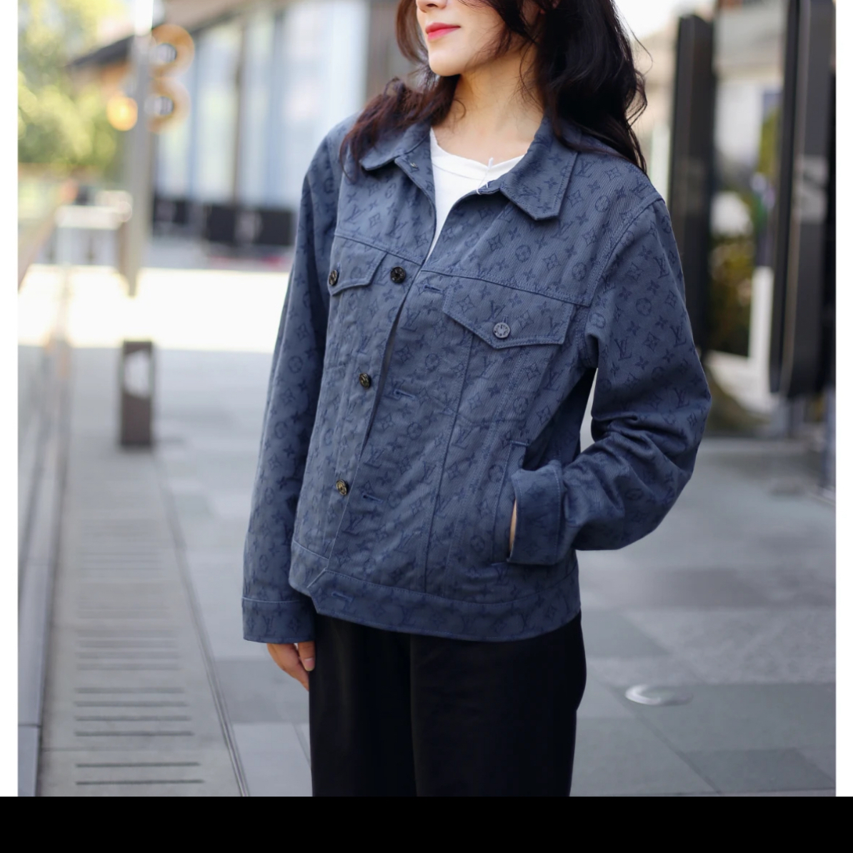 99新 LouisVuitton/路易威登 蓝色满印牛仔夹克 48码 ys000194