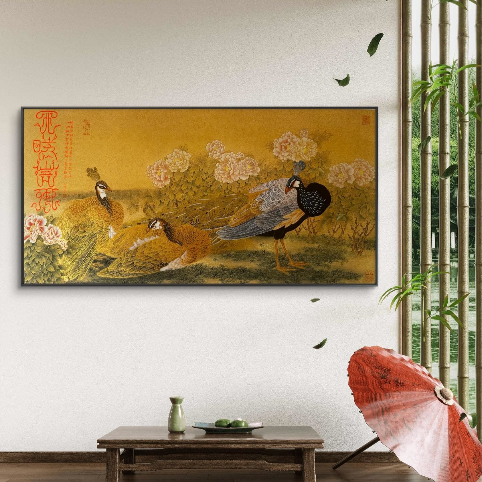 【手绘秘彩描金】苏瑾手绘国画 —《宫廷锦丝孔雀图》