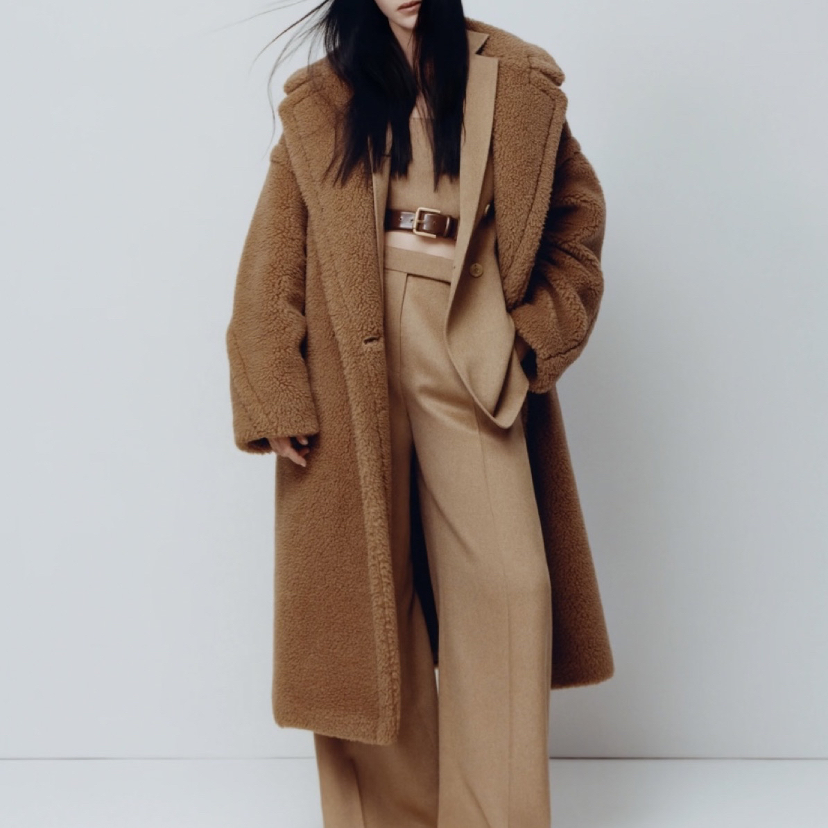 LI泰迪熊秋冬宽松慵懒大衣遮肉厚长外套