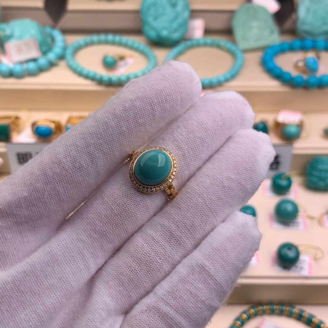 绿松石珠宝奇石18K金镶嵌尘*尘