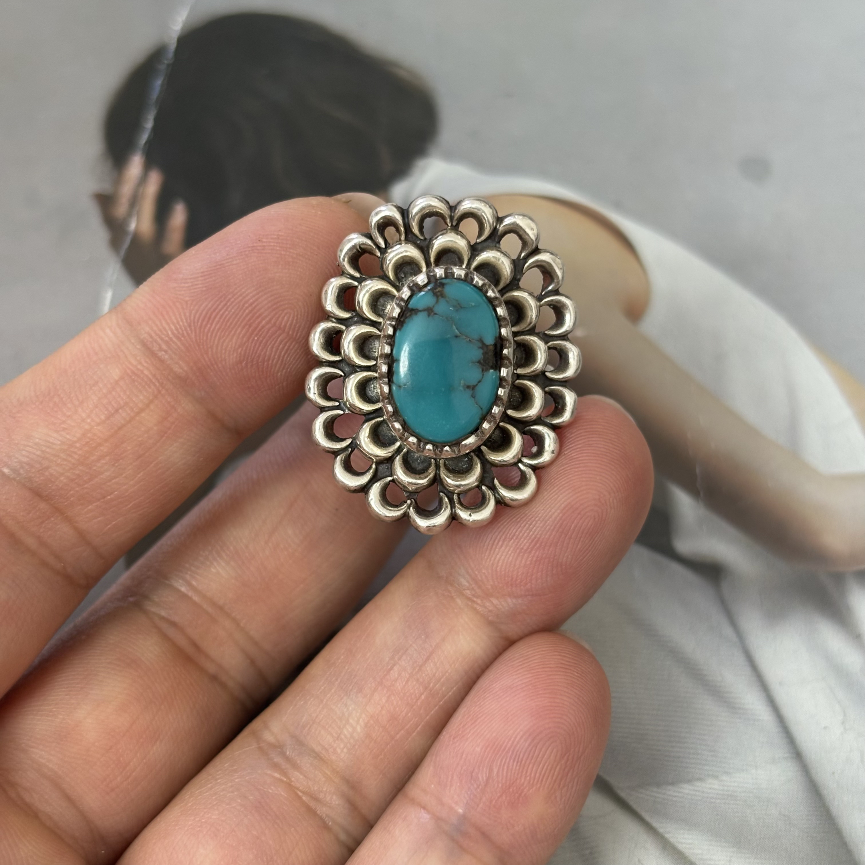 925银戒指 【松秀饰品】重工款复古戒指 通体925银 镶嵌松松 高级感