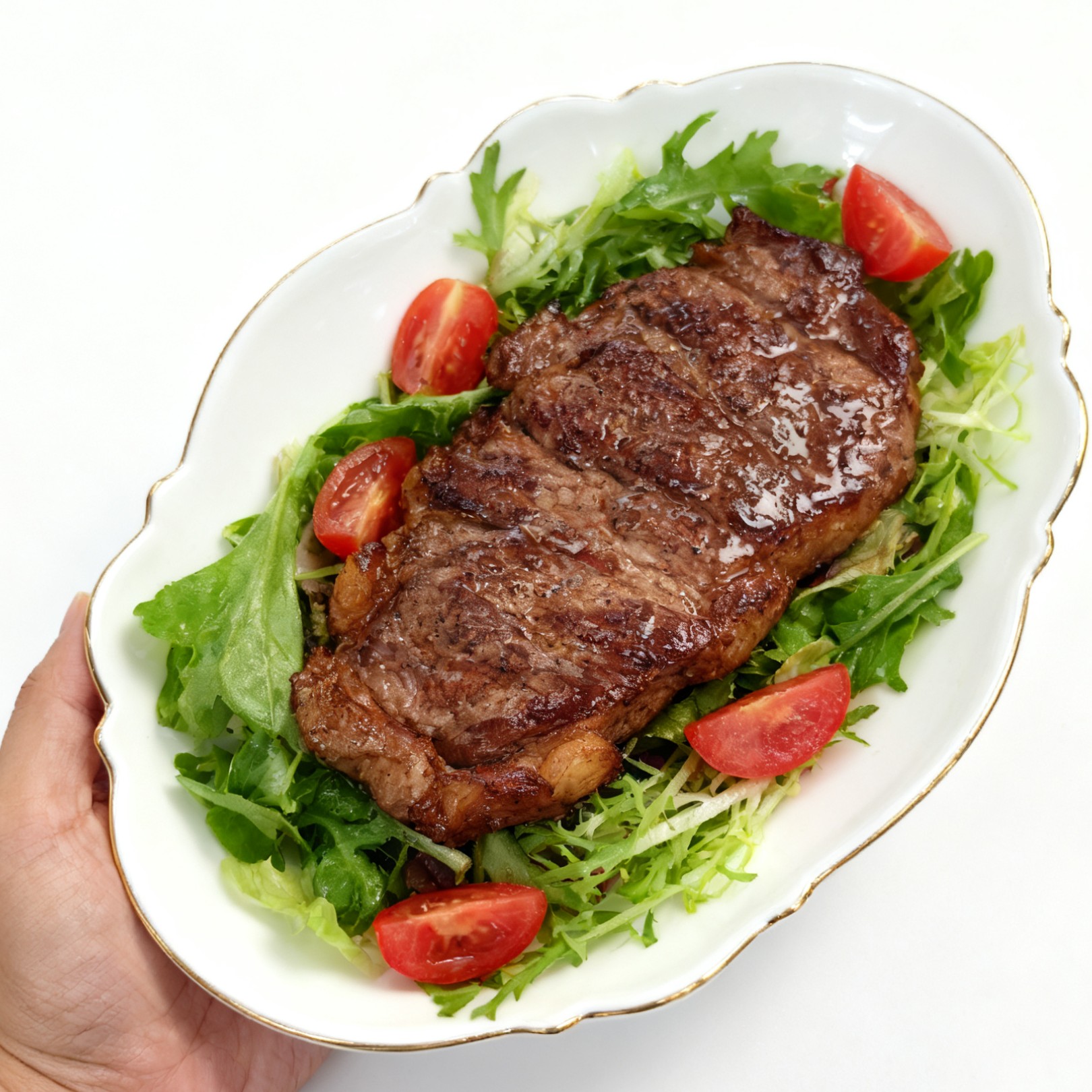 描金大号雪山沙拉碗家用创意深碗蔬菜沙拉碗水果碗甜品碗网红款