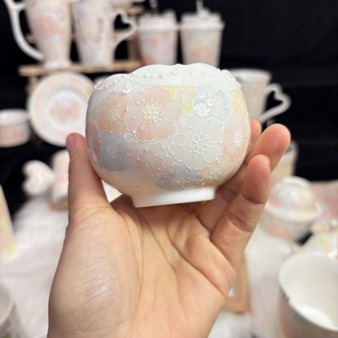 景德镇手绘万花小猫主人杯