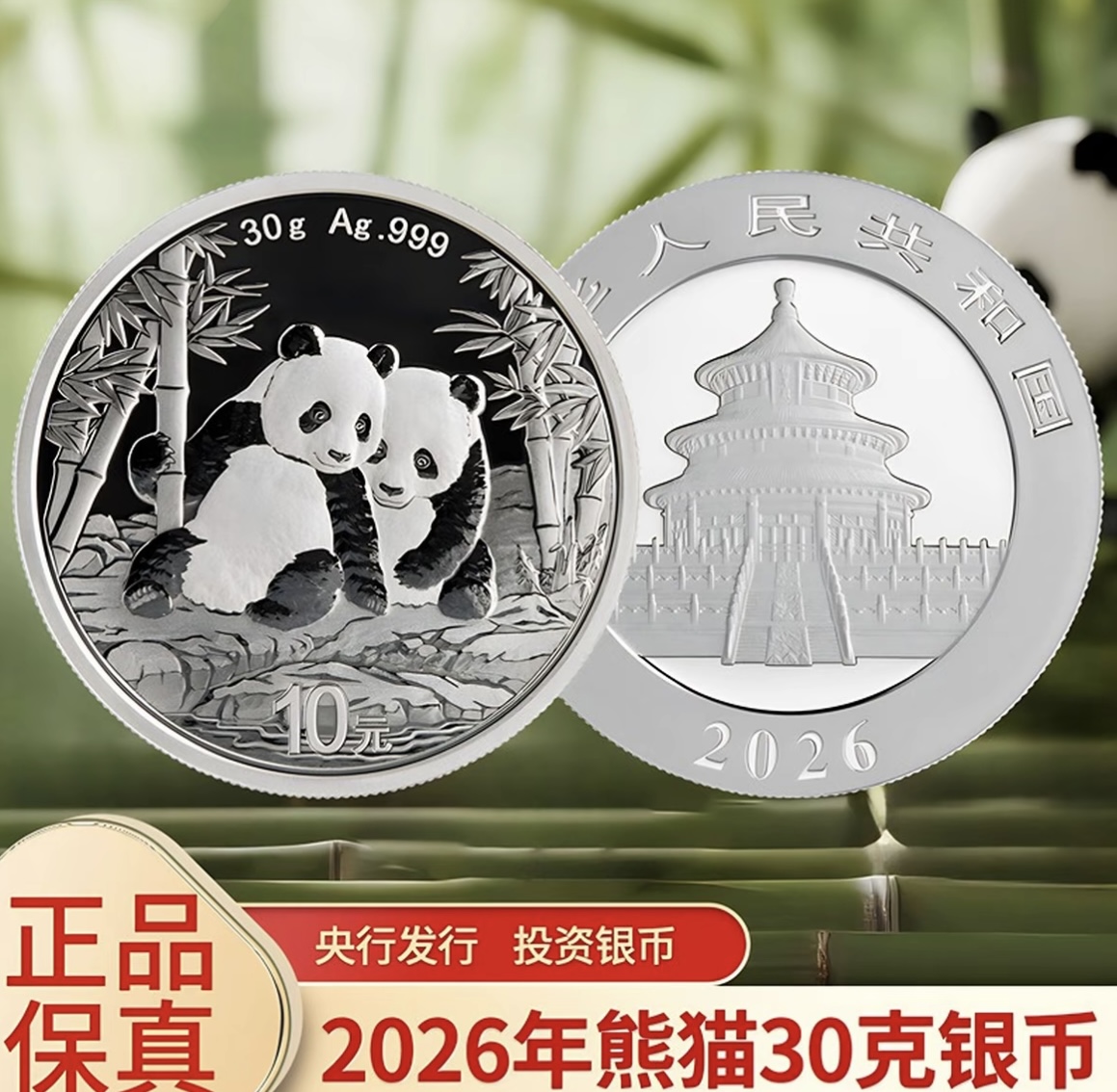 2026年熊猫纪念银币-单枚（30g）