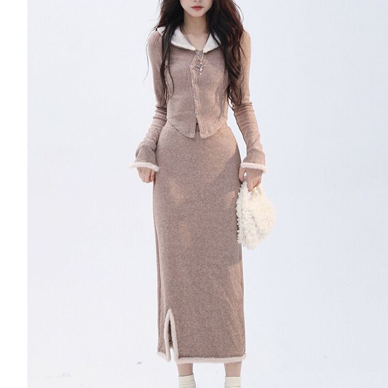 YZZ0449810秋冬法式小香风温柔高级感名媛气质针织衫半身裙两件套