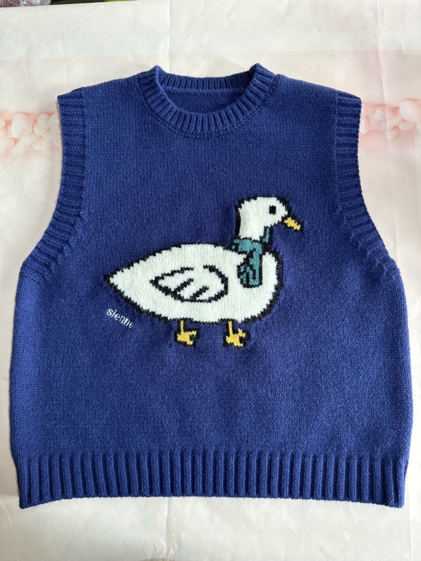 马夹小鸭针织韩版时尚网红洋气百搭马甲减龄上衣秋冬秋季无袖女装