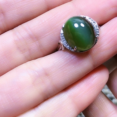 和田玉银S925镶嵌戒指