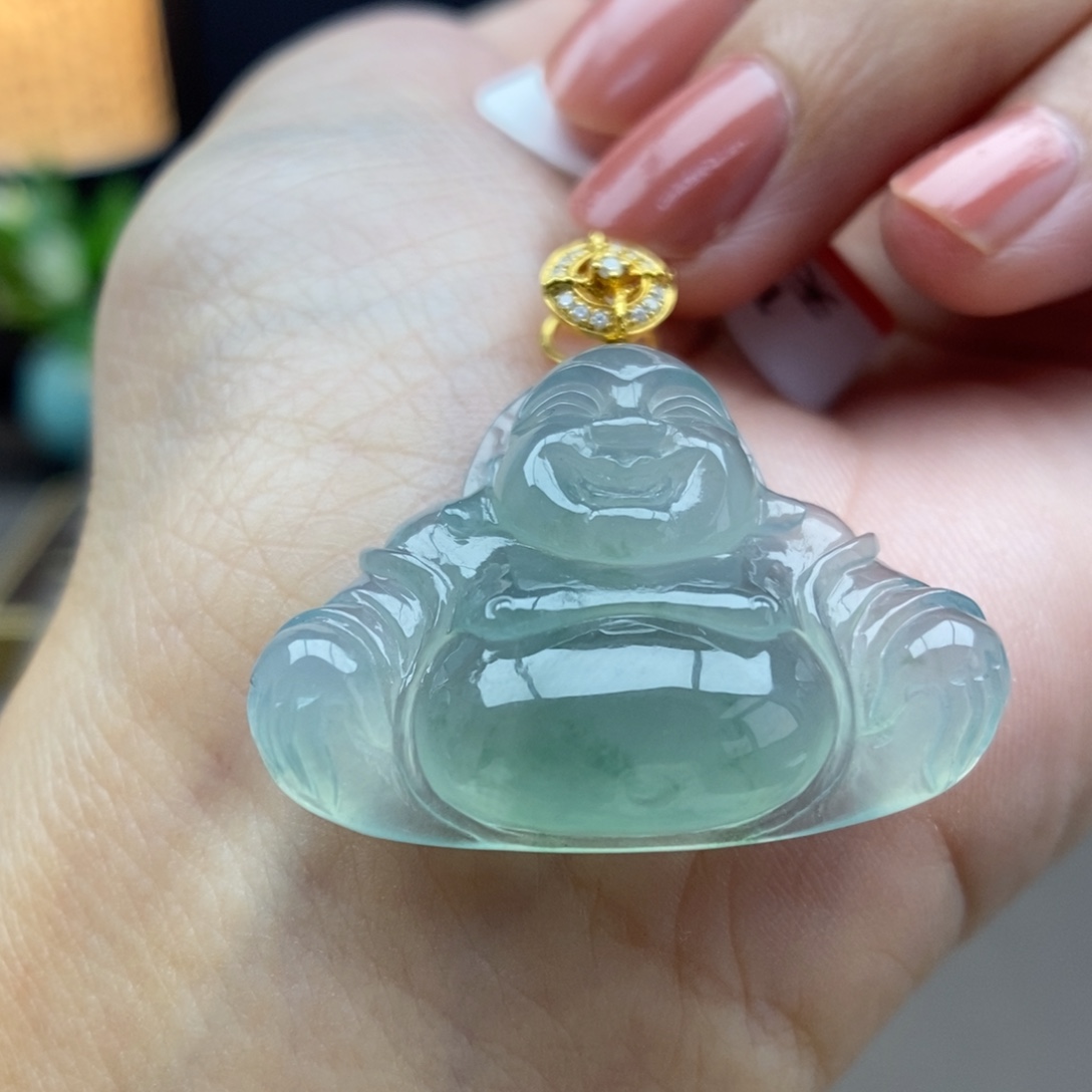 翡翠18K金镶嵌颈饰吊坠87