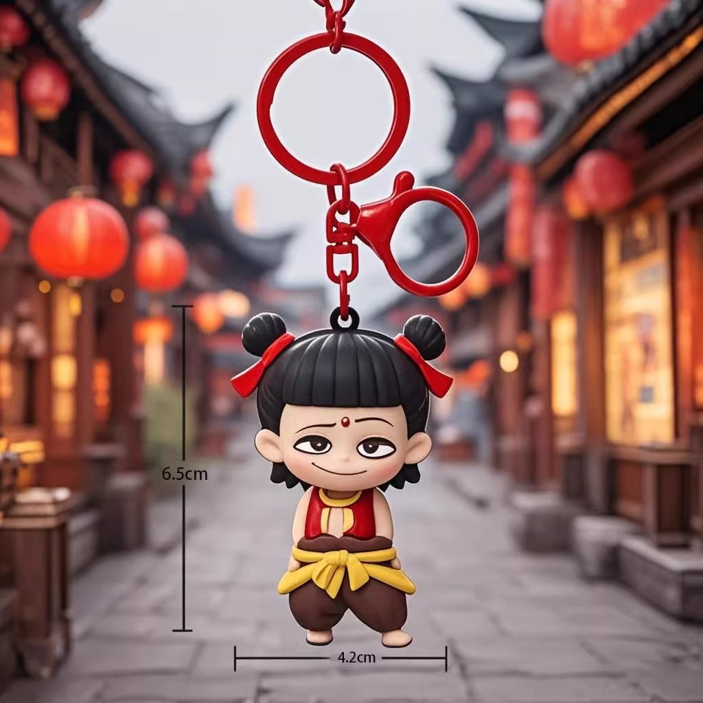 新款哪吒敖丙公仔卡通车钥匙扣精致学生书包包礼品小挂件情侣手办