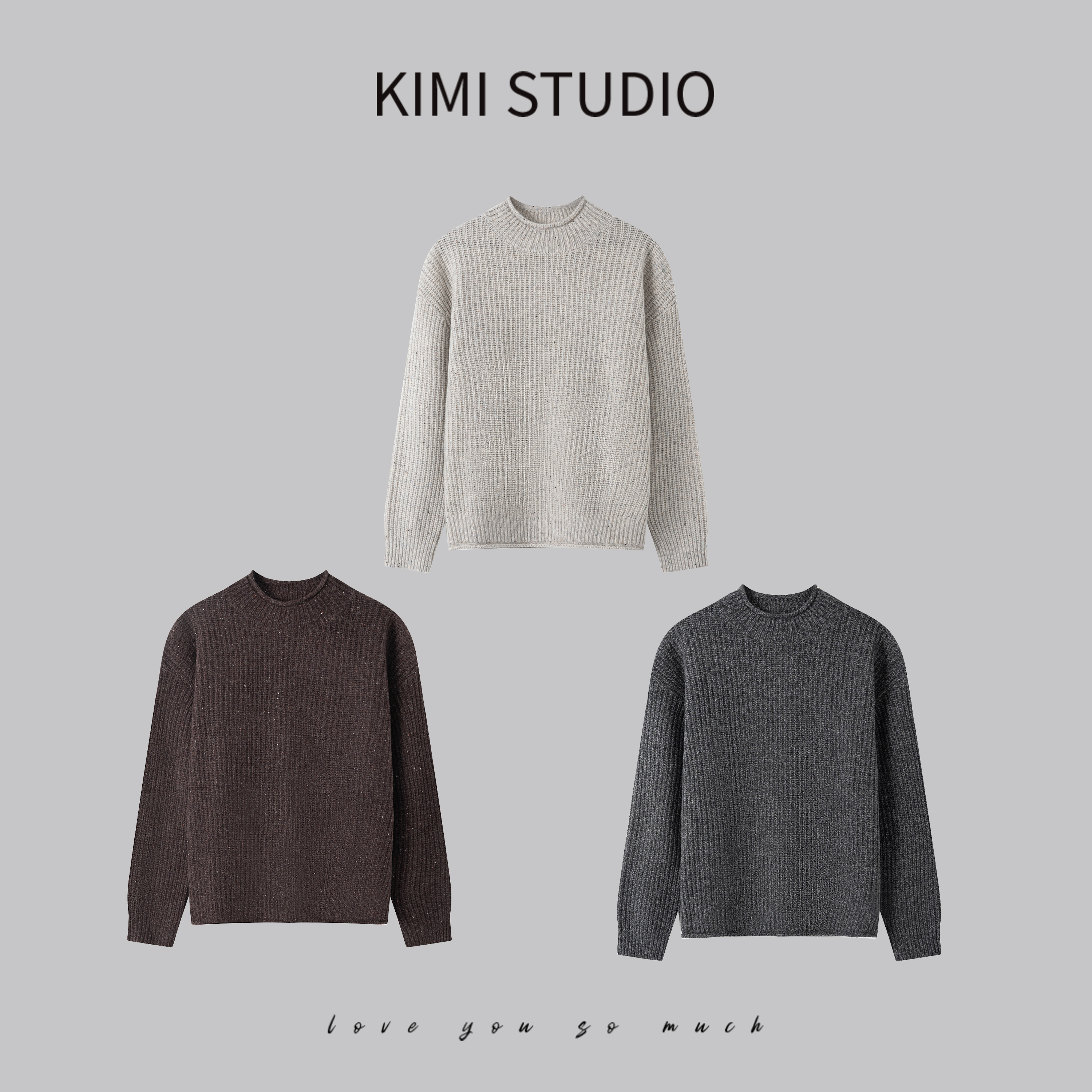 AW251493  秋冬高端线高克重羊毛点子纱半高领针织毛衣 