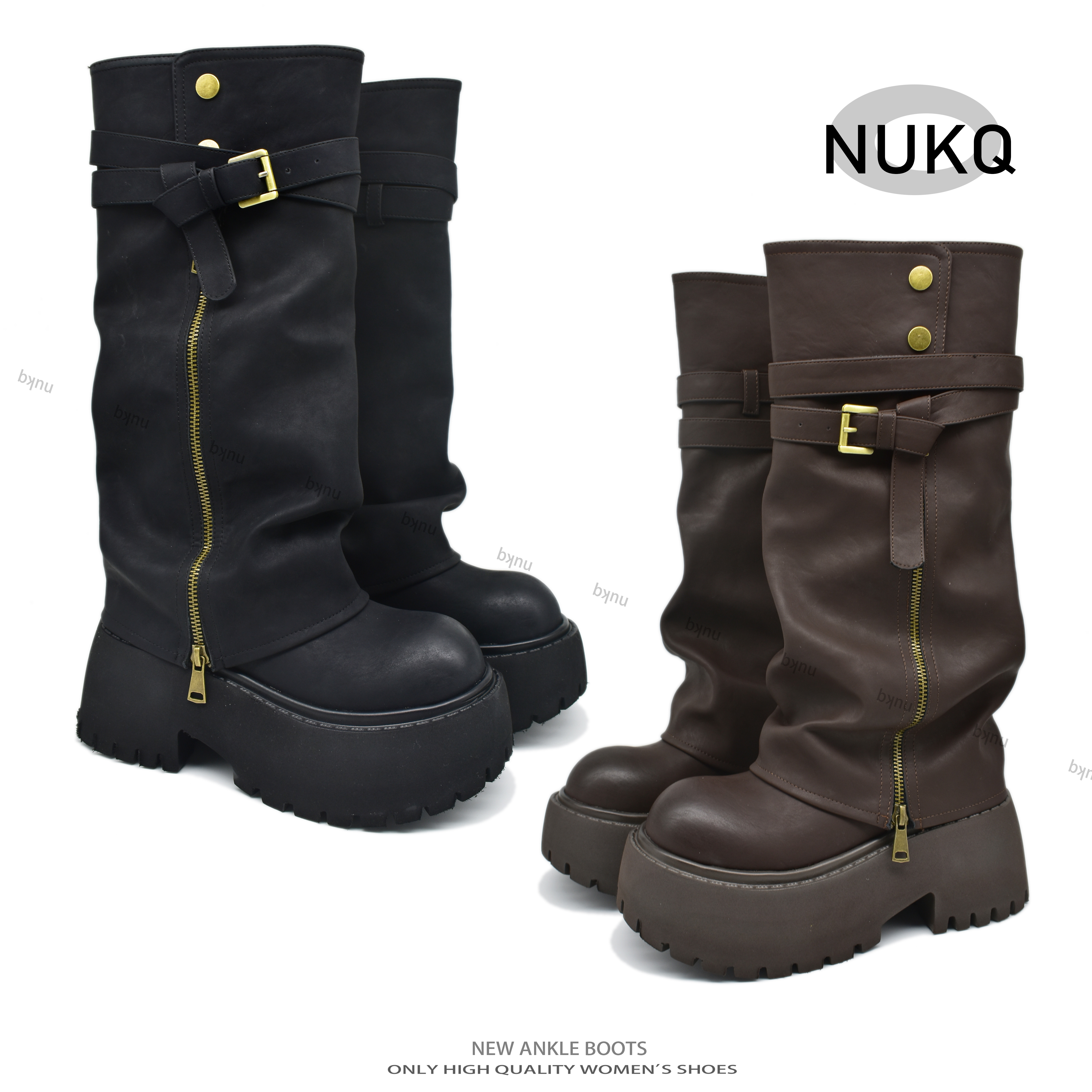 【NUKQ】  高跟厚底 时尚百搭厚底靴