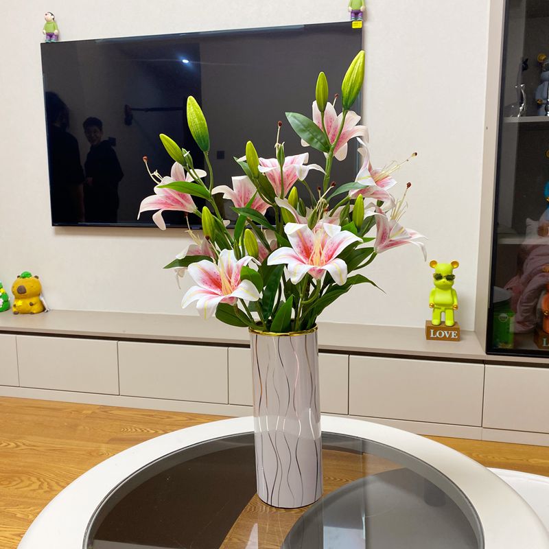 白百合餐桌轻奢客厅摆设高端花艺花束摆件仿真花装饰花假花绢花