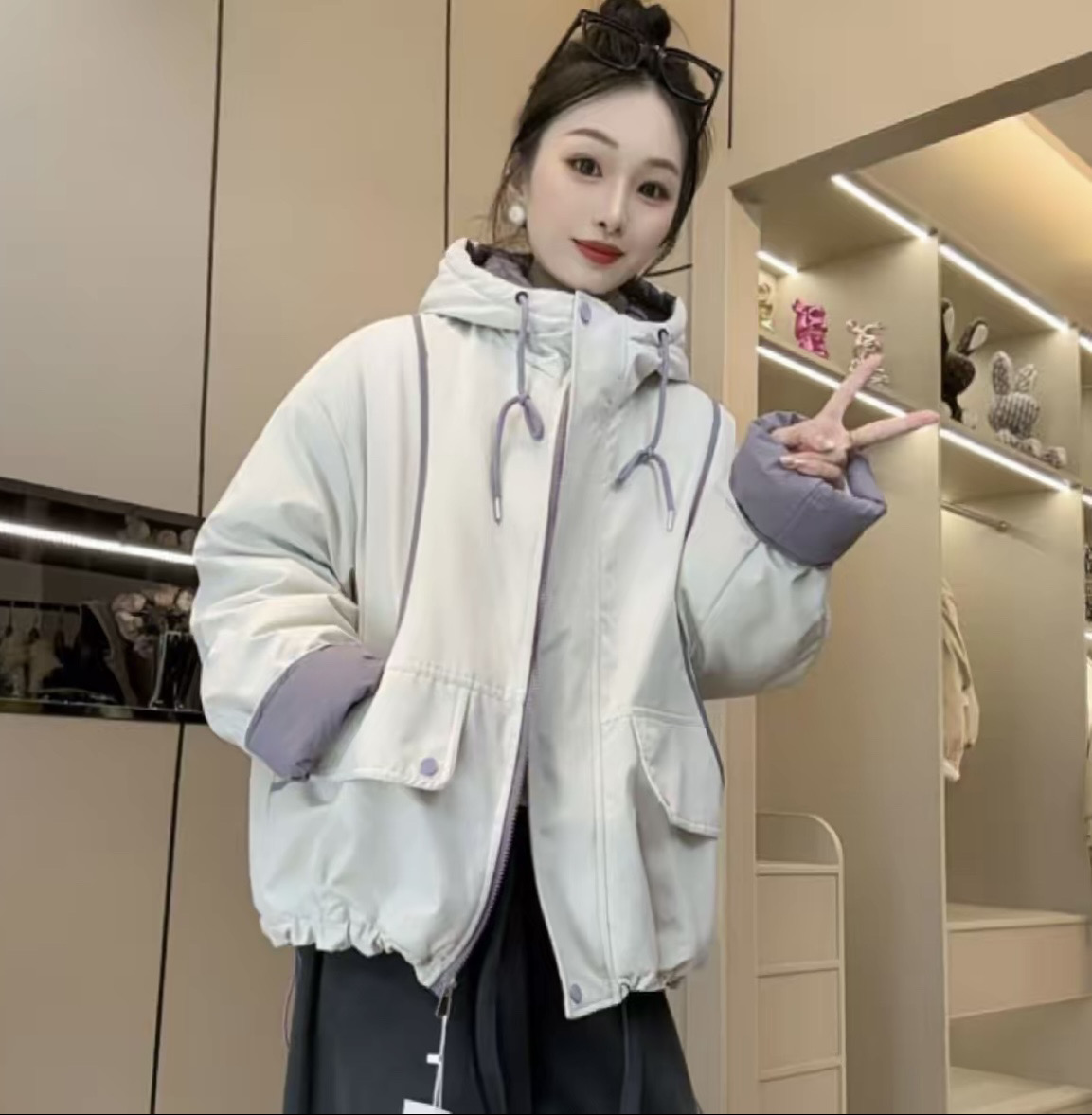 【小火炉全身绒】加绒加厚棉衣2025冬季新款韩版宽松休闲外套冲锋衣